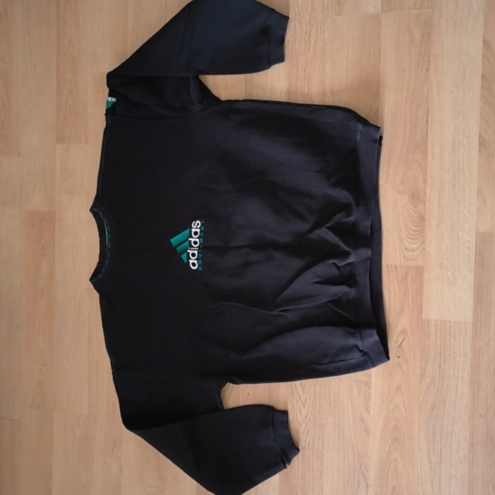 Vtg Adidas Equipment Authentic Crewneck Long Sleeve Sweatshirt Blk Big Logo XL